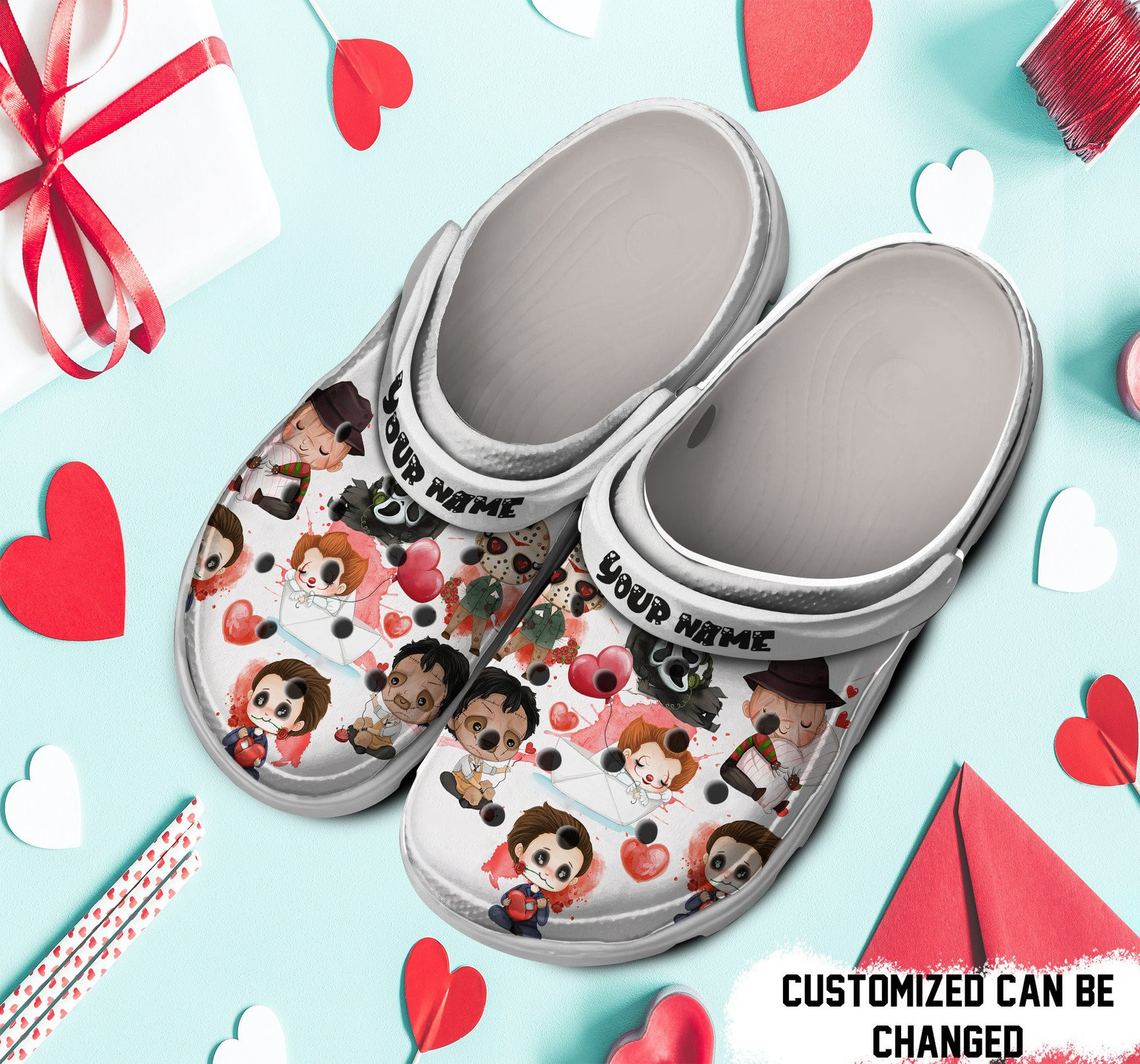 Personalized Horror Valentines Day clog Shoes