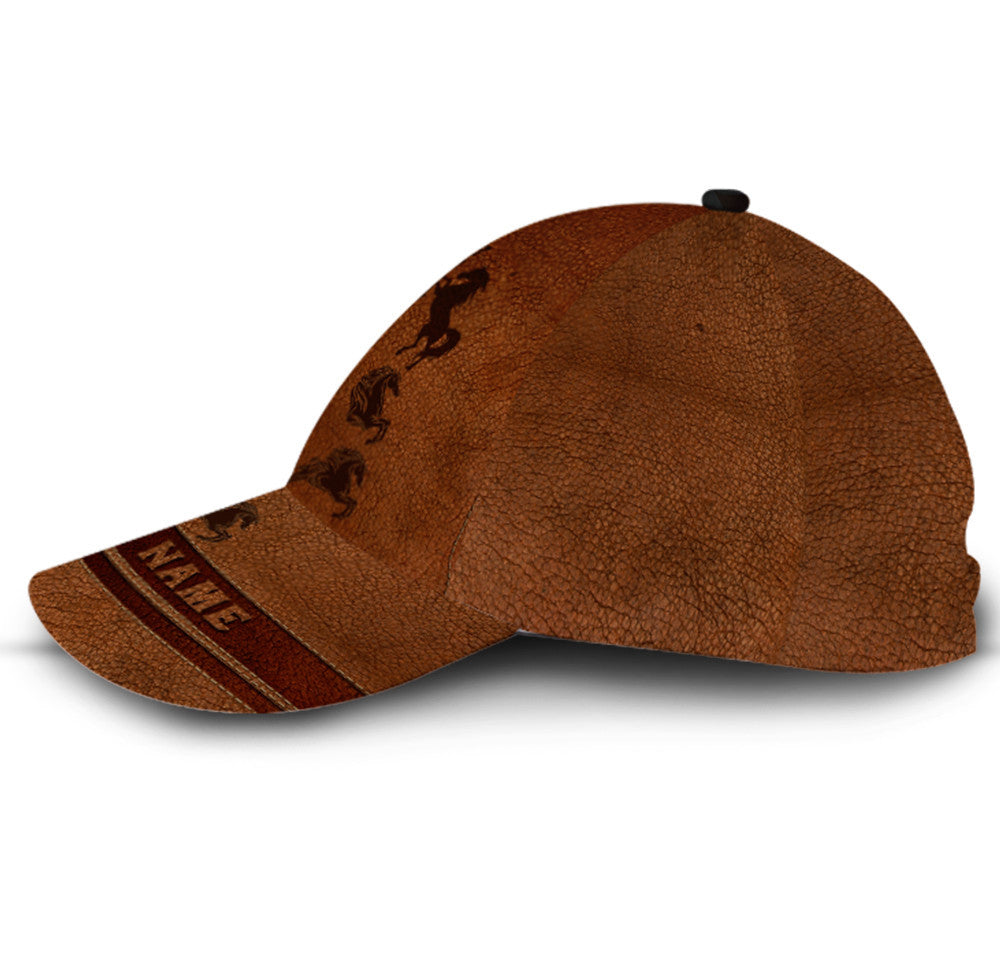 Personalized Horse Brown leather Hat Classic Cap Trucker Hats Custom Hats Gifts For Men & Women