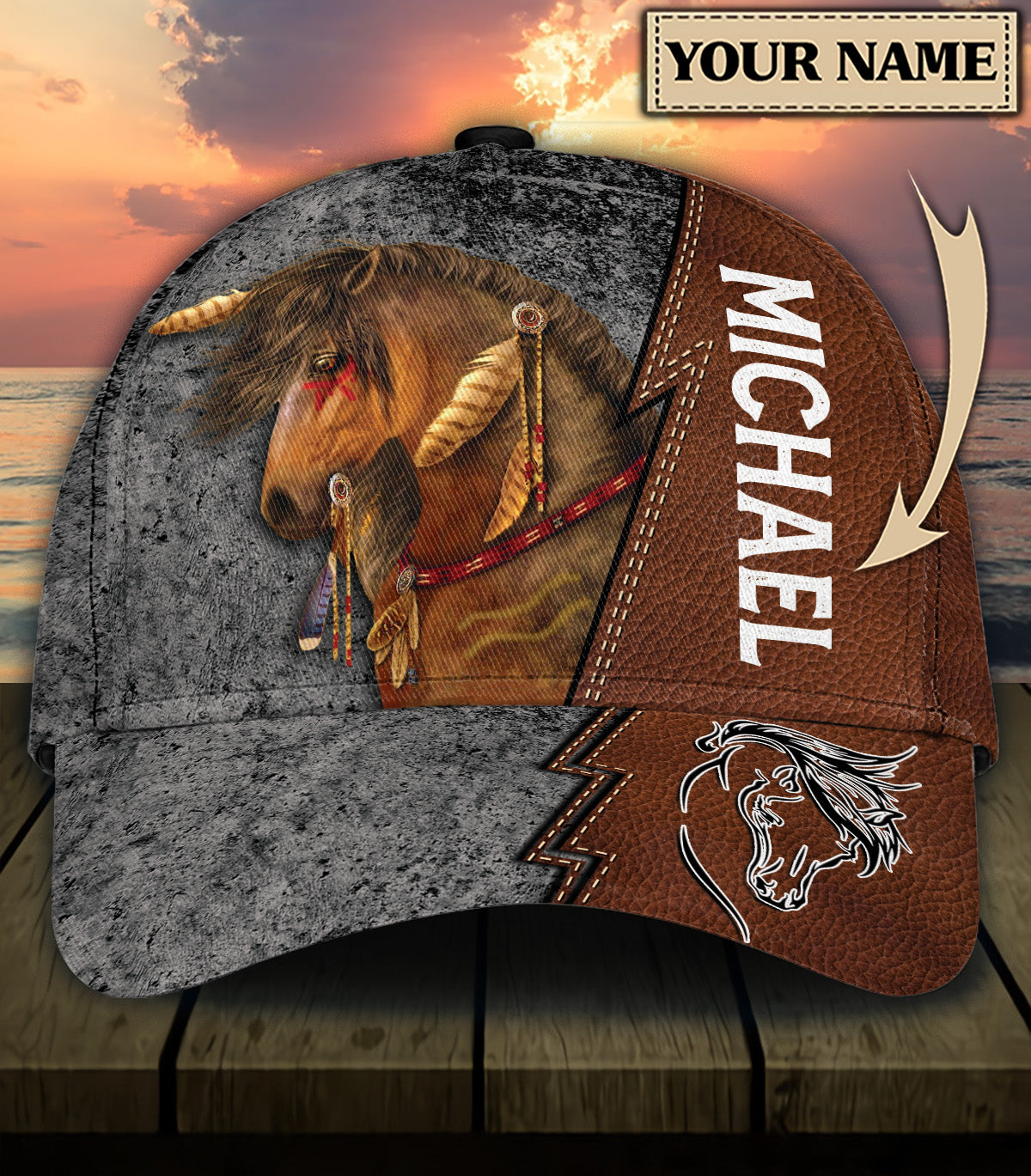 Personalized Horse Classic Cap, Personalized Gift for Horse Lovers Trucker Hats Custom Hats Gifts For Men & Women