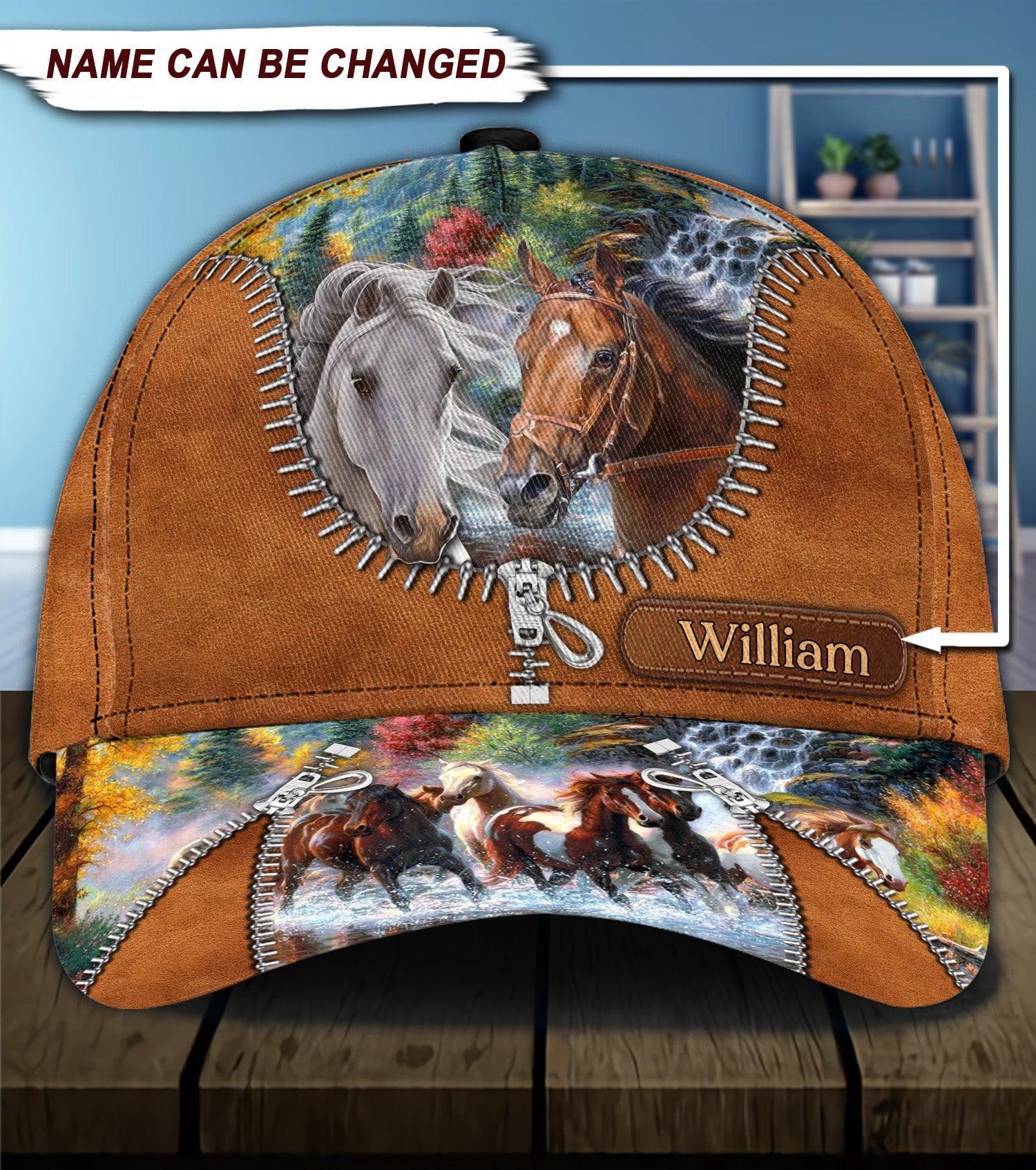 Personalized Horse Classic Cap, Personalized Gift for Horse Lovers Trucker Hats Custom Hats Gifts For Men & Women