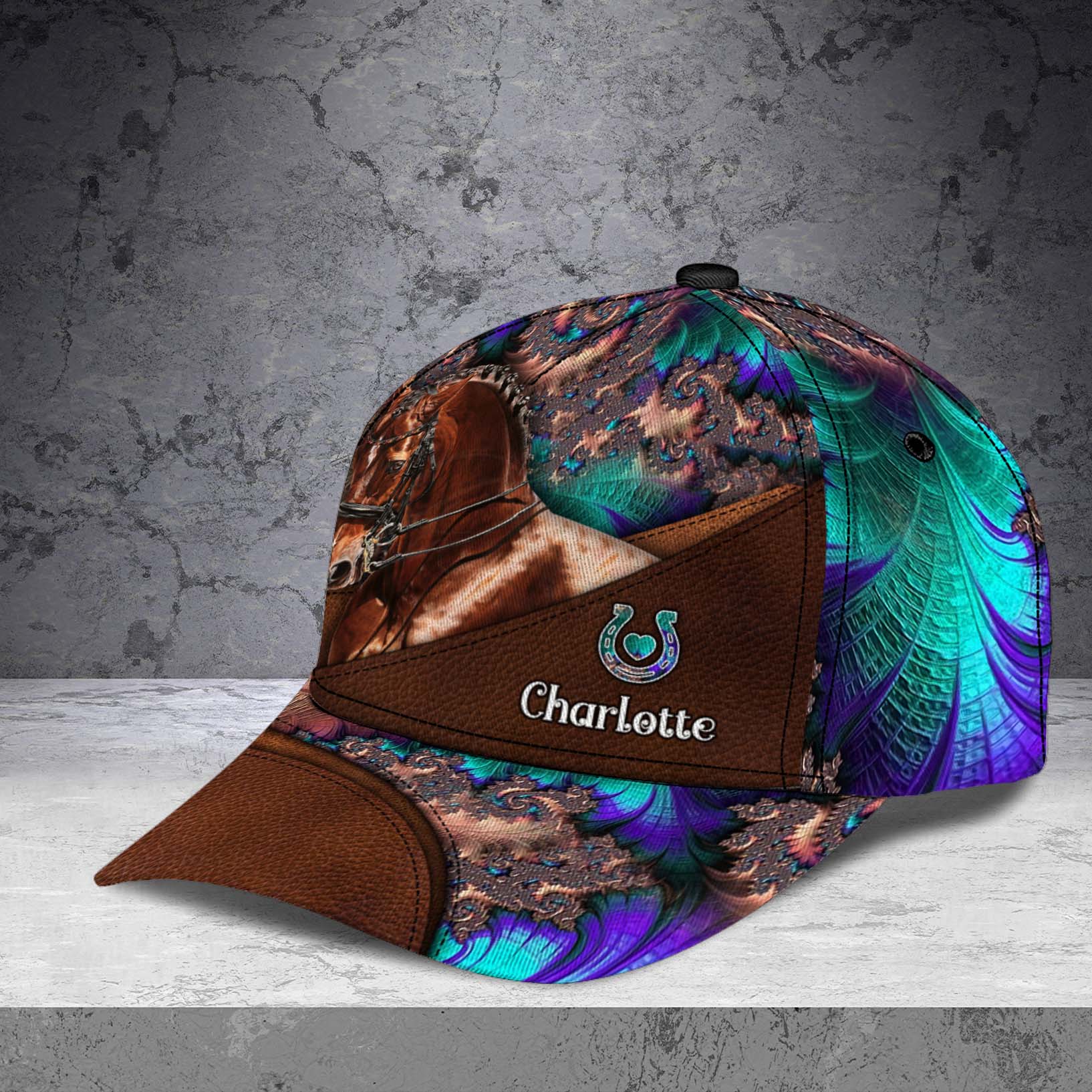 Personalized Horse Classic Cap, Personalized Gift for Horse Lovers Trucker Hats Custom Hats Gifts For Men & Women