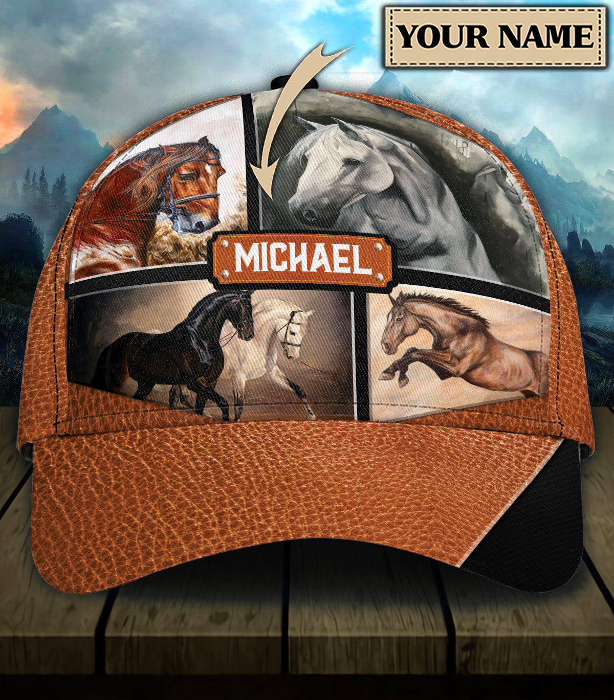 Personalized Horse Classic Cap, Personalized Gift for Horse Lovers Trucker Hats Custom Hats Gifts For Men & Women