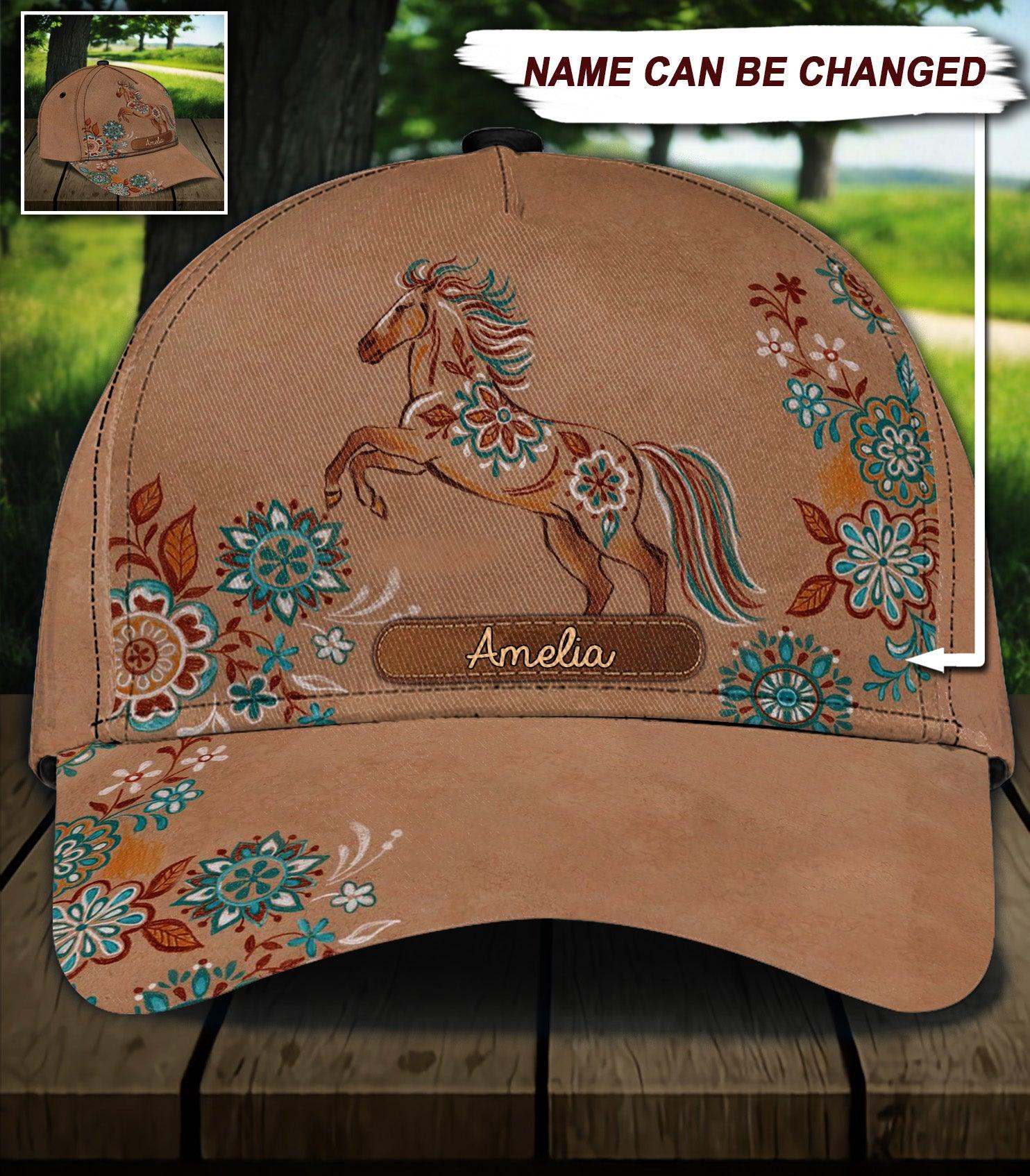 Personalized Horse Classic Cap, Personalized Gift for Horse Lovers Trucker Hats Custom Hats Gifts For Men & Women