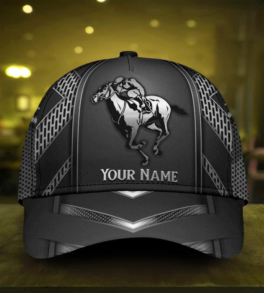 Personalized Horse Racing Classic Cap, Custom Name Hat for Men Women Trucker Hats Custom Hats Gifts For Men & Women