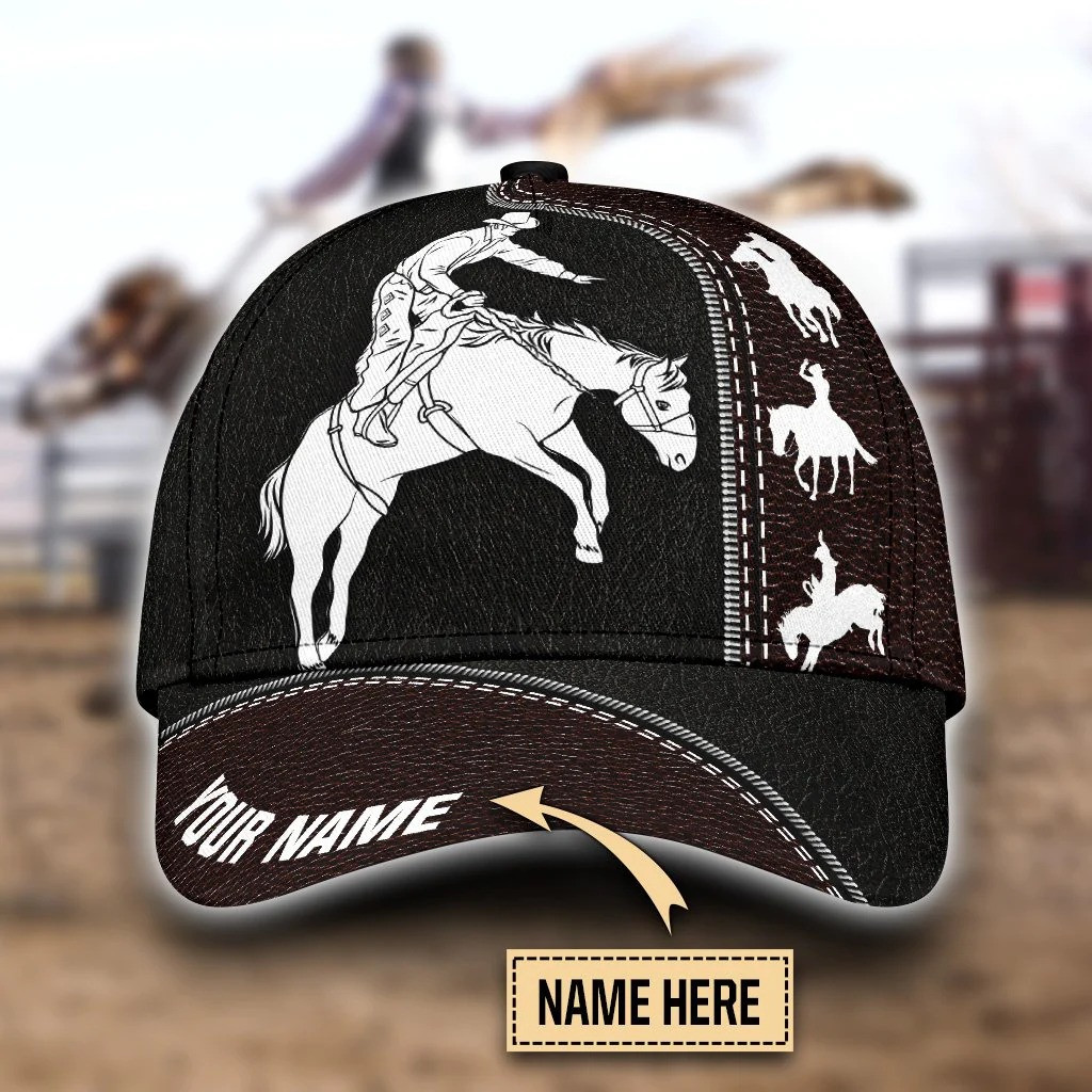 Personalized Horse Riding Rodeo Classic Cap for Men, Women, Custom Name Rodeo Lovers Hat Trucker Hats Custom Hats Gifts For Men & Women