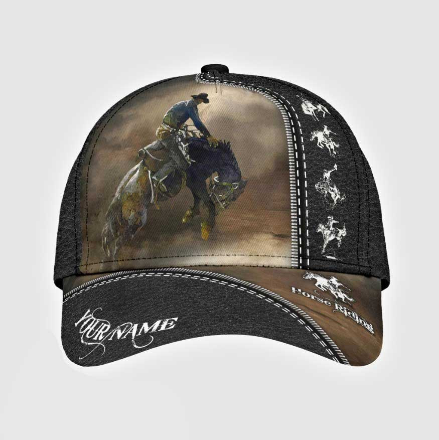 Personalized Horse Riding Rodeo Classic Cap for Men, Women, Custom Name Rodeo Lovers Hat Trucker Hats Custom Hats Gifts For Men & Women