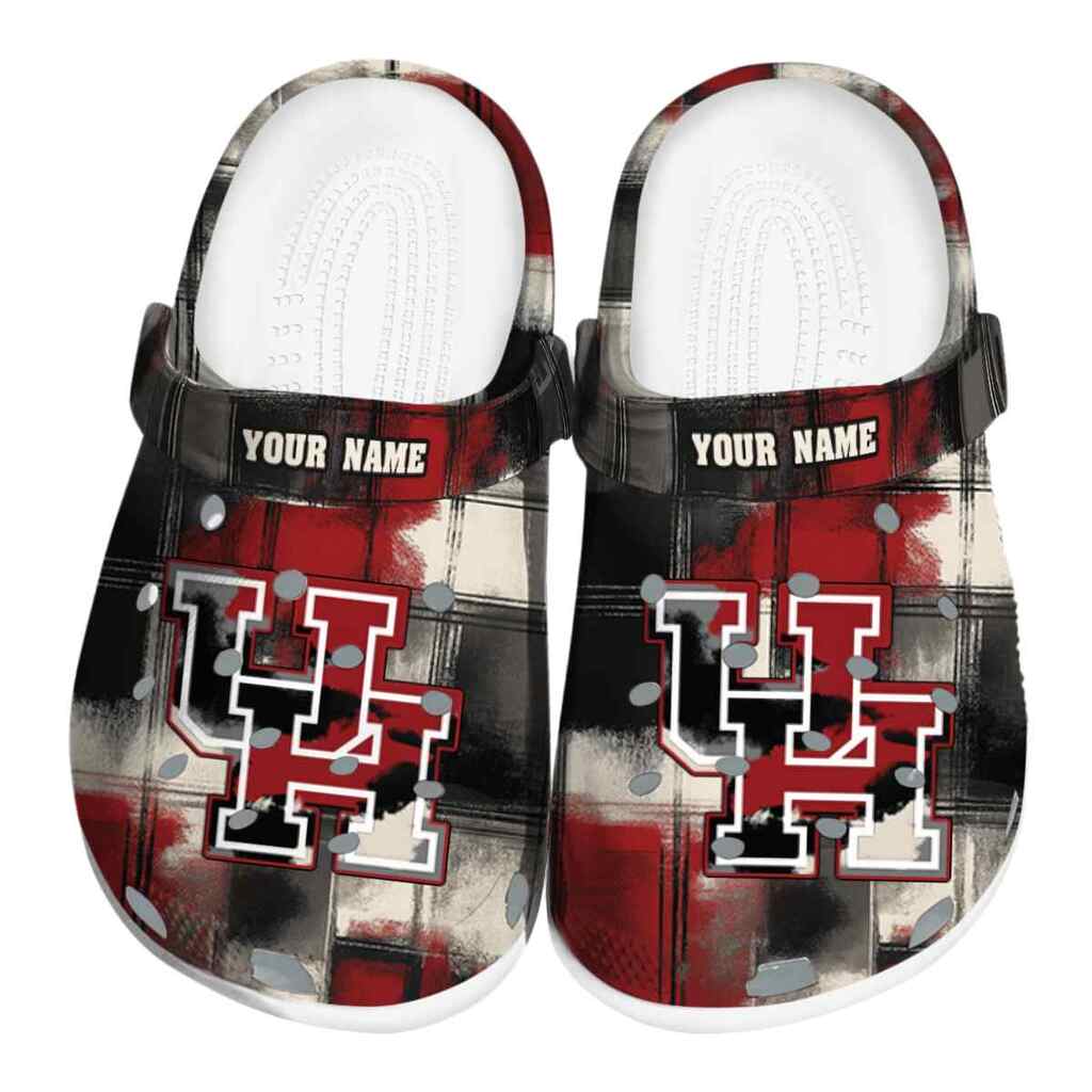Personalized Houston Cougars Plaid Fusion ClogTVC1801695