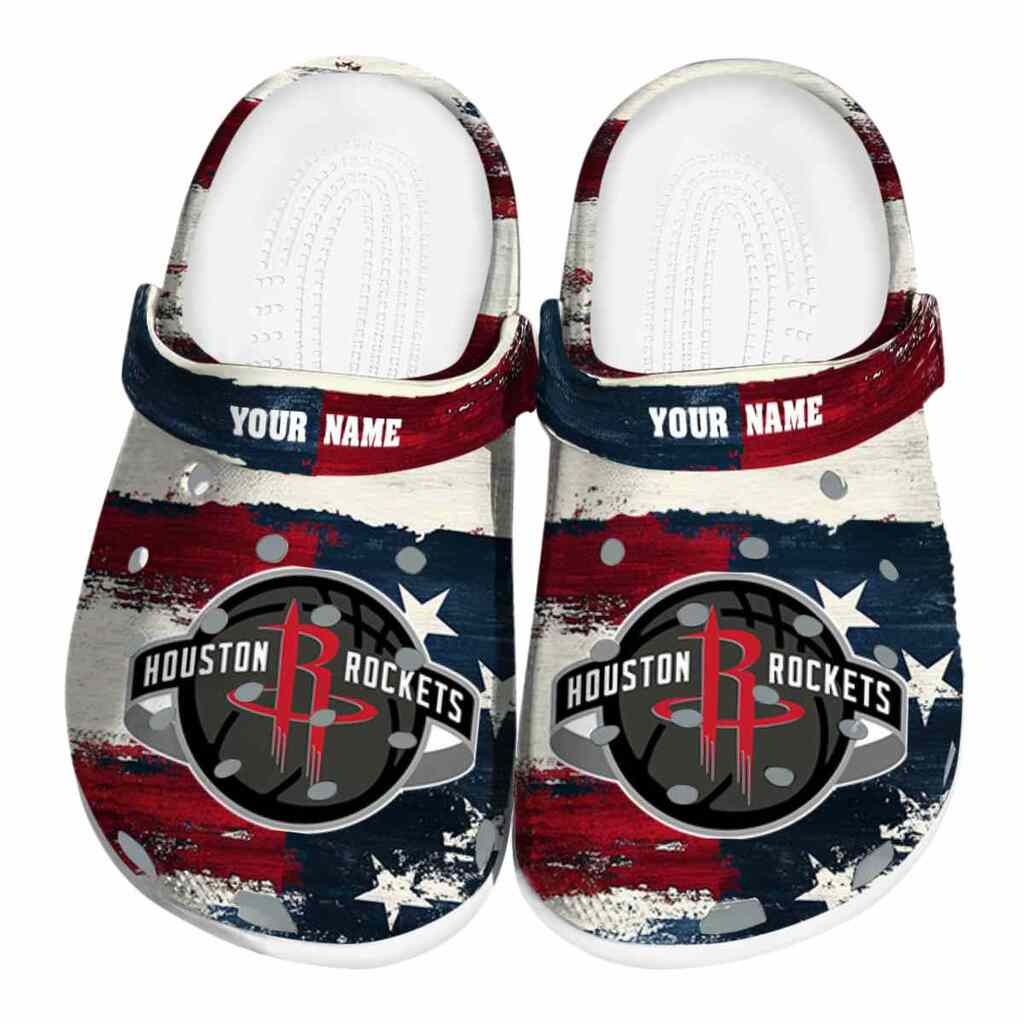 Personalized Houston Rockets Patriotic Stripes ClogTVC1801690