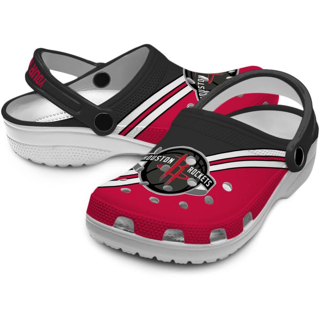 Personalized Houston Rockets Striped Accents ClogTVC1801693 - Image 3