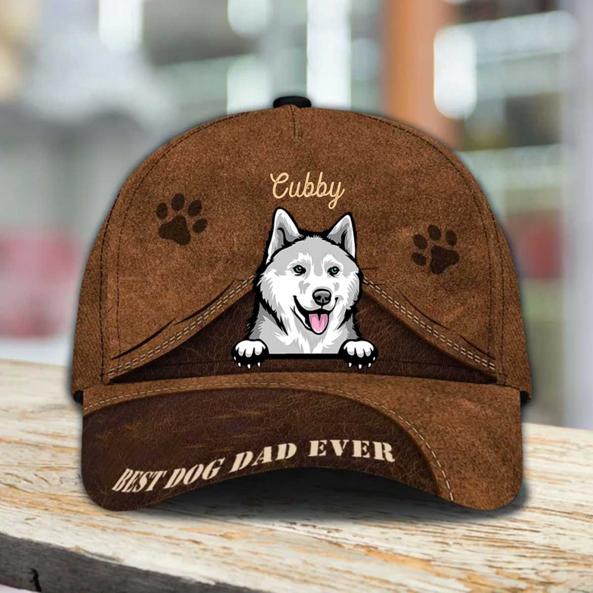 Personalized Husky Hat, Custom Photo Husky 3D Cap for Dad, Husky 3D Cap for Him Trucker Hats Custom Hats Gifts For Men & Women