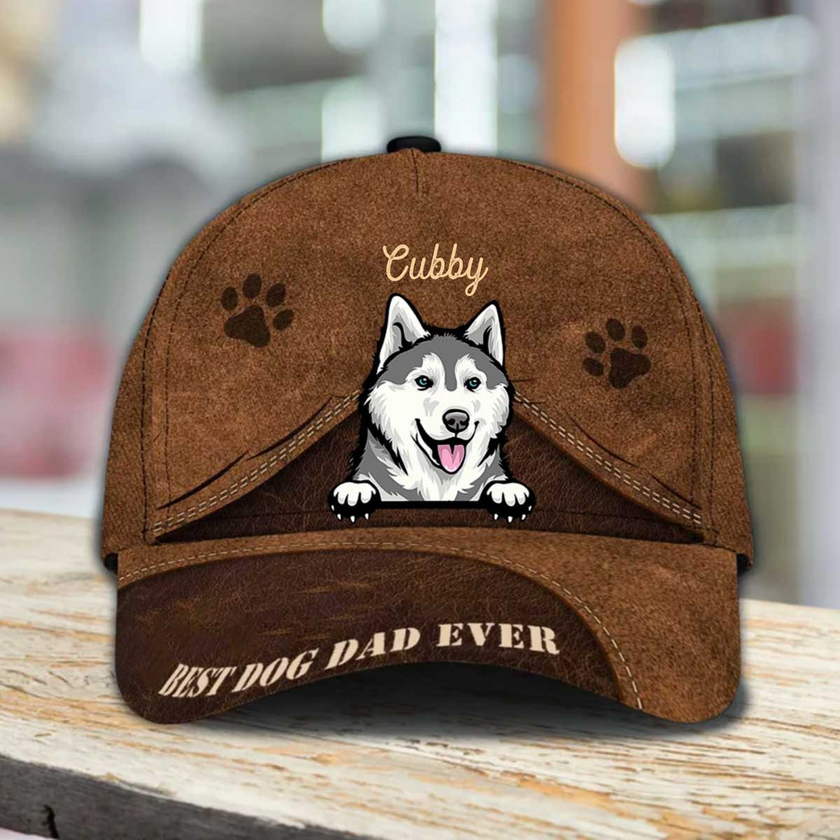 Personalized Husky Hat, Custom Photo Husky 3D Cap for Dad, Husky 3D Cap for Him Trucker Hats Custom Hats Gifts For Men & Women
