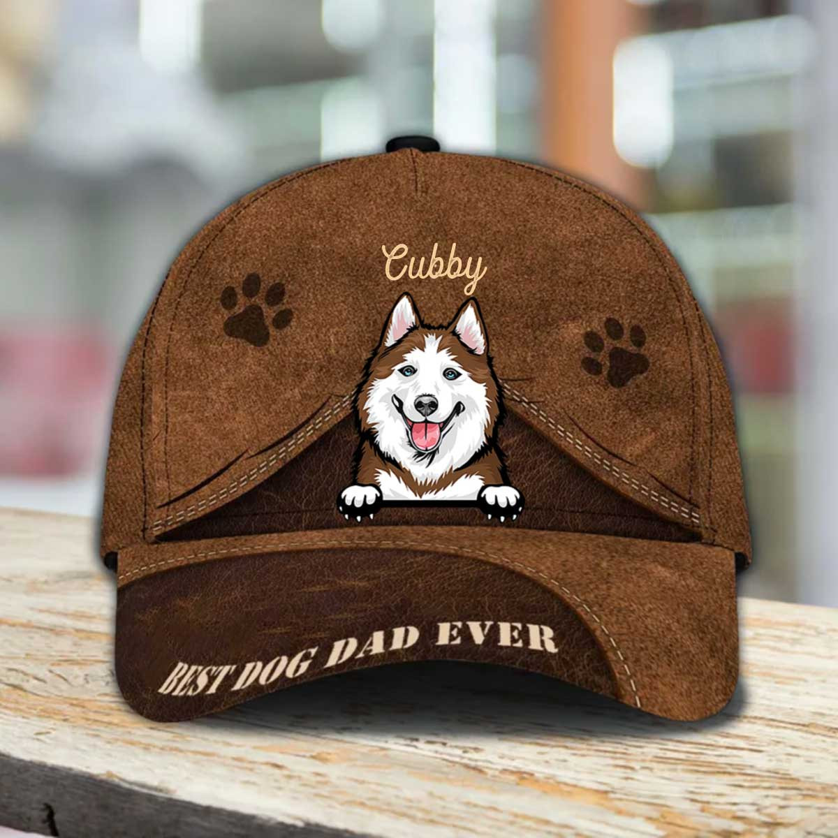 Personalized Husky Hat, Custom Photo Husky 3D Cap for Dad, Husky 3D Cap for Him Trucker Hats Custom Hats Gifts For Men & Women