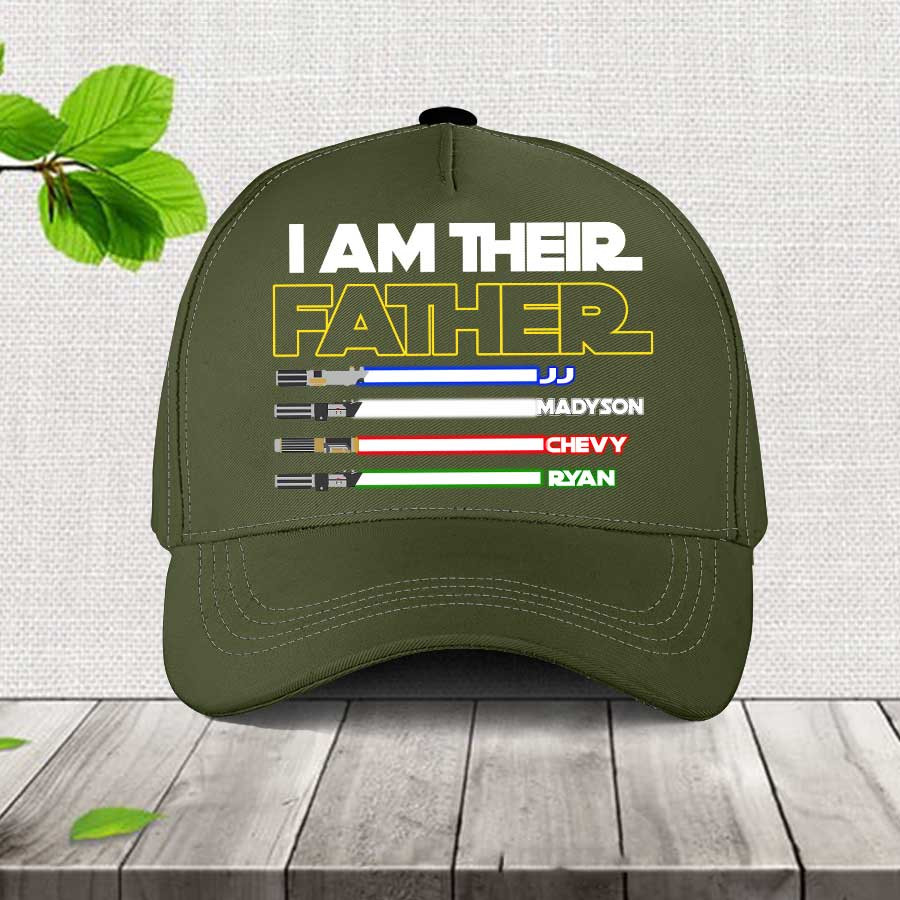 Personalized I Am Their Father Dad Hat, Star Was Father Classic Cap, Custom Lightsabers Son Daughter Names Hat Trucker Hats Custom Hats Gifts For Men & Women