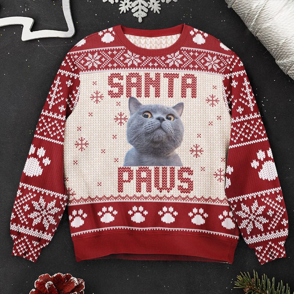 Personalized I Believe In Santa Paws Ugly Christmas Sweater