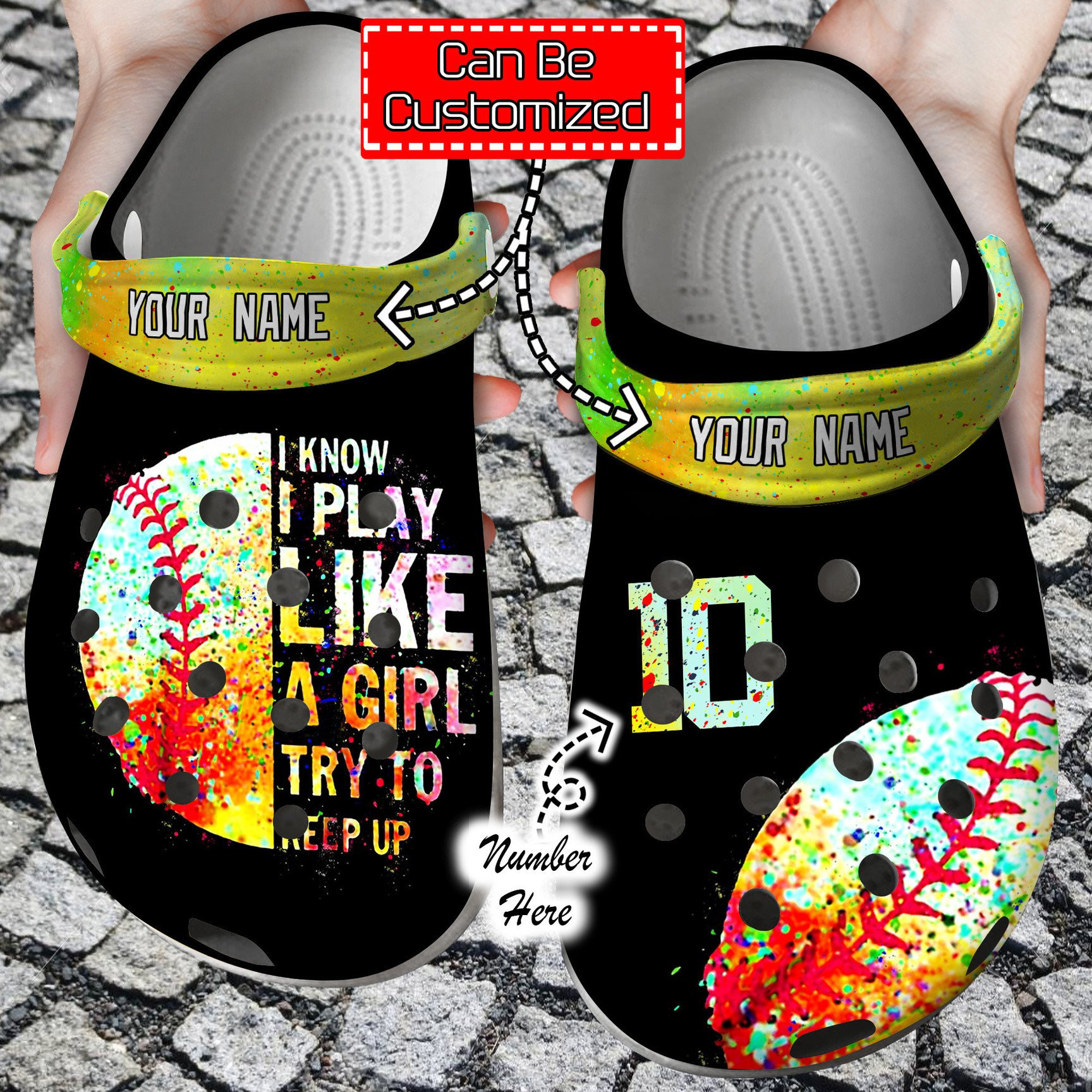 Personalized I Know Play Like A Girl clog Shoes Softball