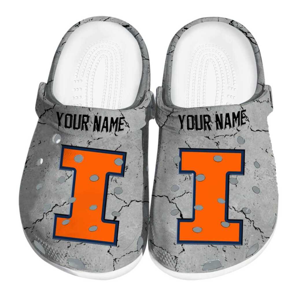 Personalized Illinois Fighting Illini Cracked Texture ClogTVC1801997