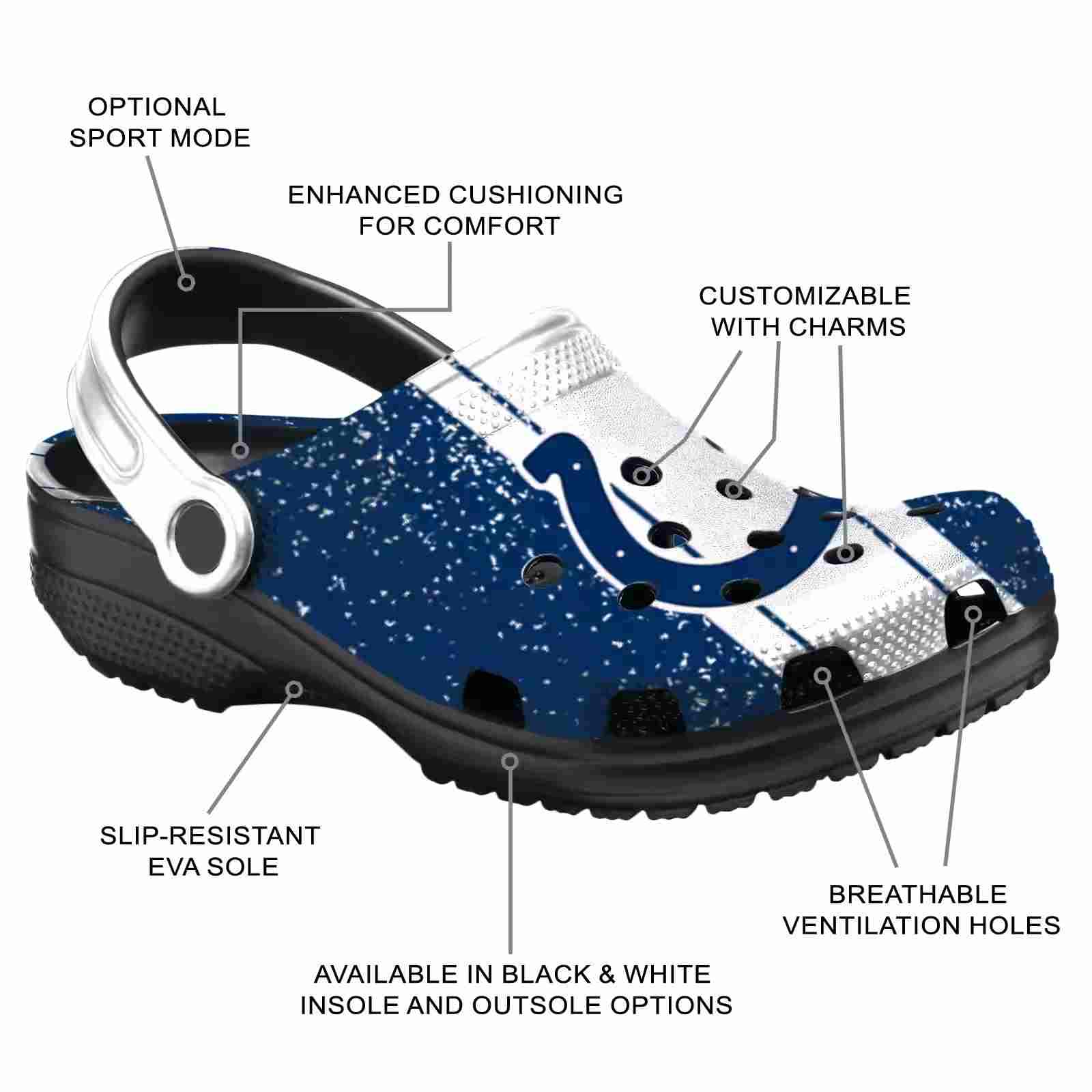 Personalized Indianapolis Colts Vertical Stripes ClogTVC1801999 - Image 5