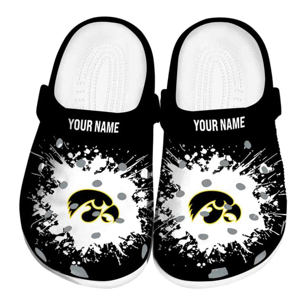 Personalized Iowa Hawkeyes Splatter Background ClogTVC1801996