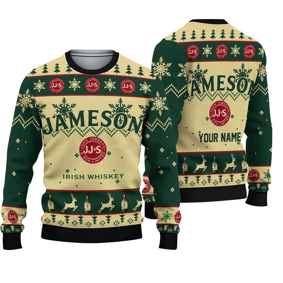 Personalized Jameson Christmas Ugly Sweater, Xmas Sweater, Ugly Christmas 3D Sweater