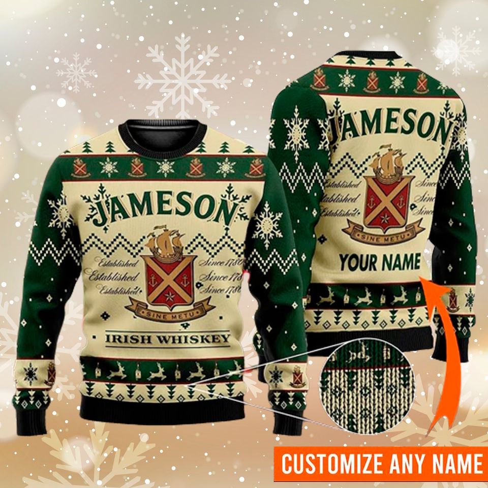 Personalized Jameson Irish Whiskey Ugly Sweater