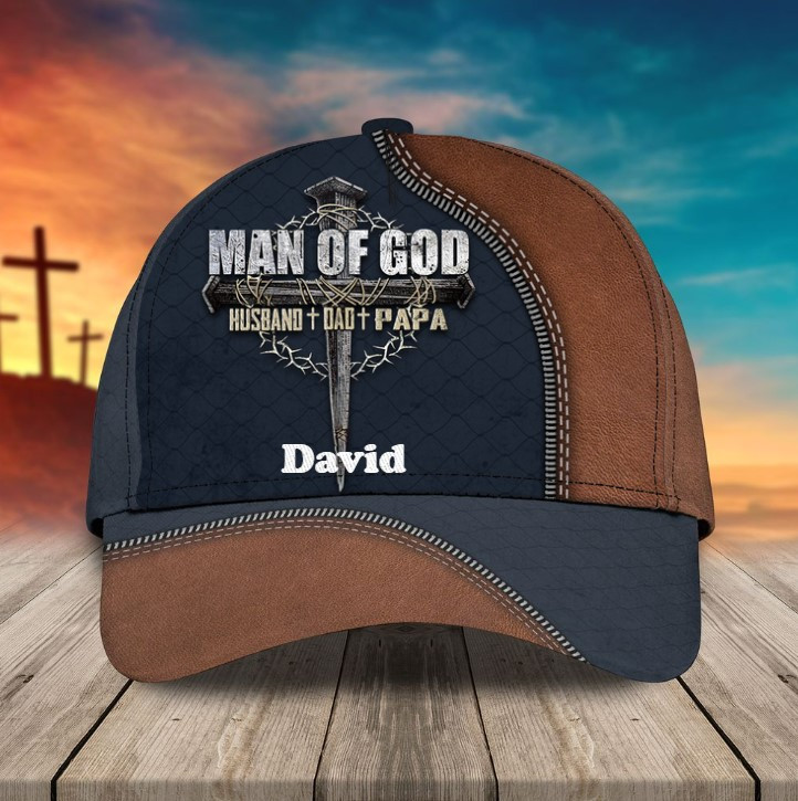 Personalized Jesus Cross Husband Dad Papa Classic Cap for Him, Jesus Hats Trucker Hats Custom Hats Gifts For Men & Women