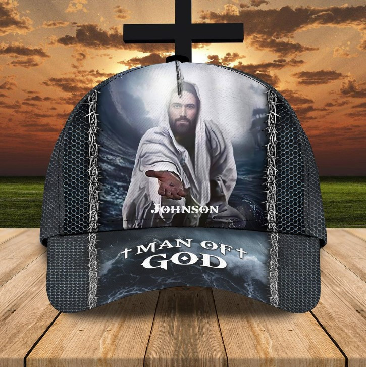 Personalized Jesus Cross Husband Dad Papa Classic Cap for Him, Jesus Hats Trucker Hats Custom Hats Gifts For Men & Women
