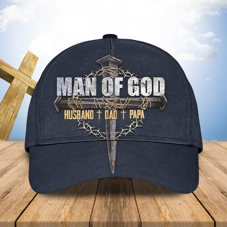 Personalized Jesus Cross Husband Dad Papa Classic Cap for Him, Jesus Hats Trucker Hats Custom Hats Gifts For Men & Women