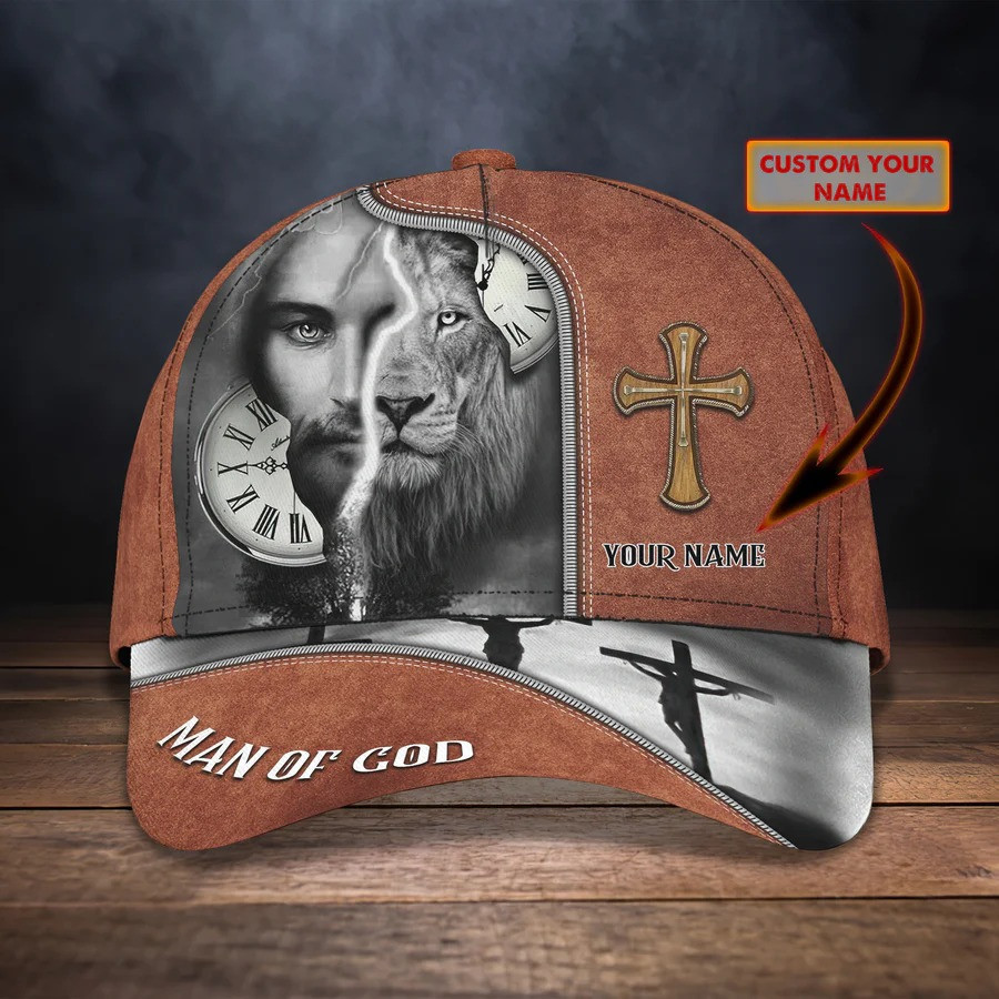 Personalized Jesus Cross Husband Dad Papa Classic Cap for Him, Jesus Hats Trucker Hats Custom Hats Gifts For Men & Women