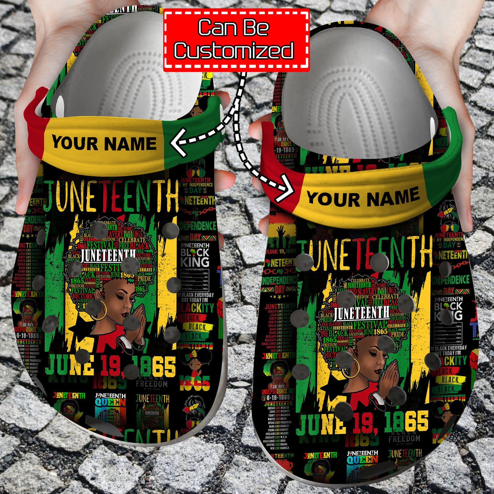 Personalized Juneteenth Black Americans Independence 1865 clog Shoes Custom