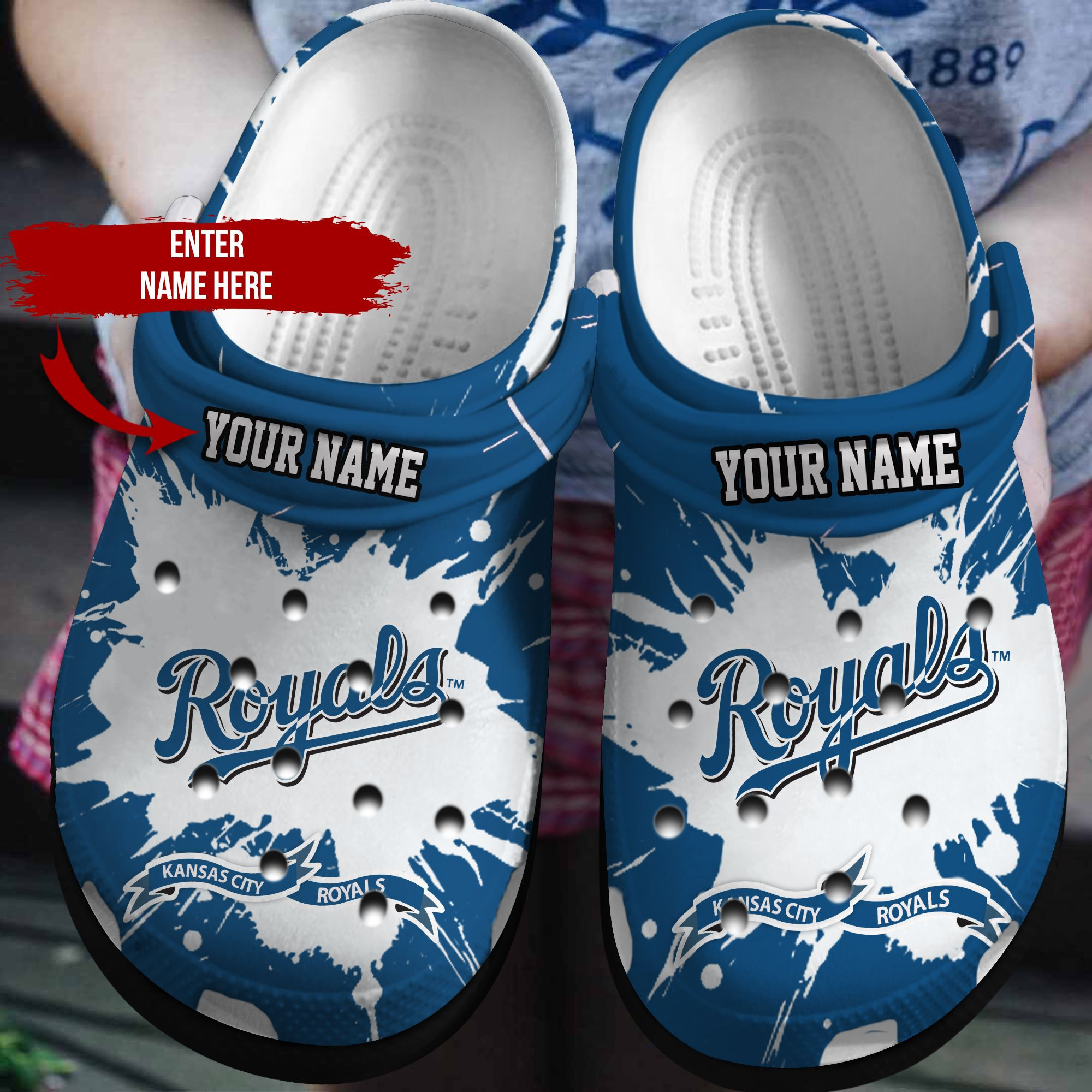 Personalized KanRoyals Baseball Team Crocs Clog Custom Name Shoes