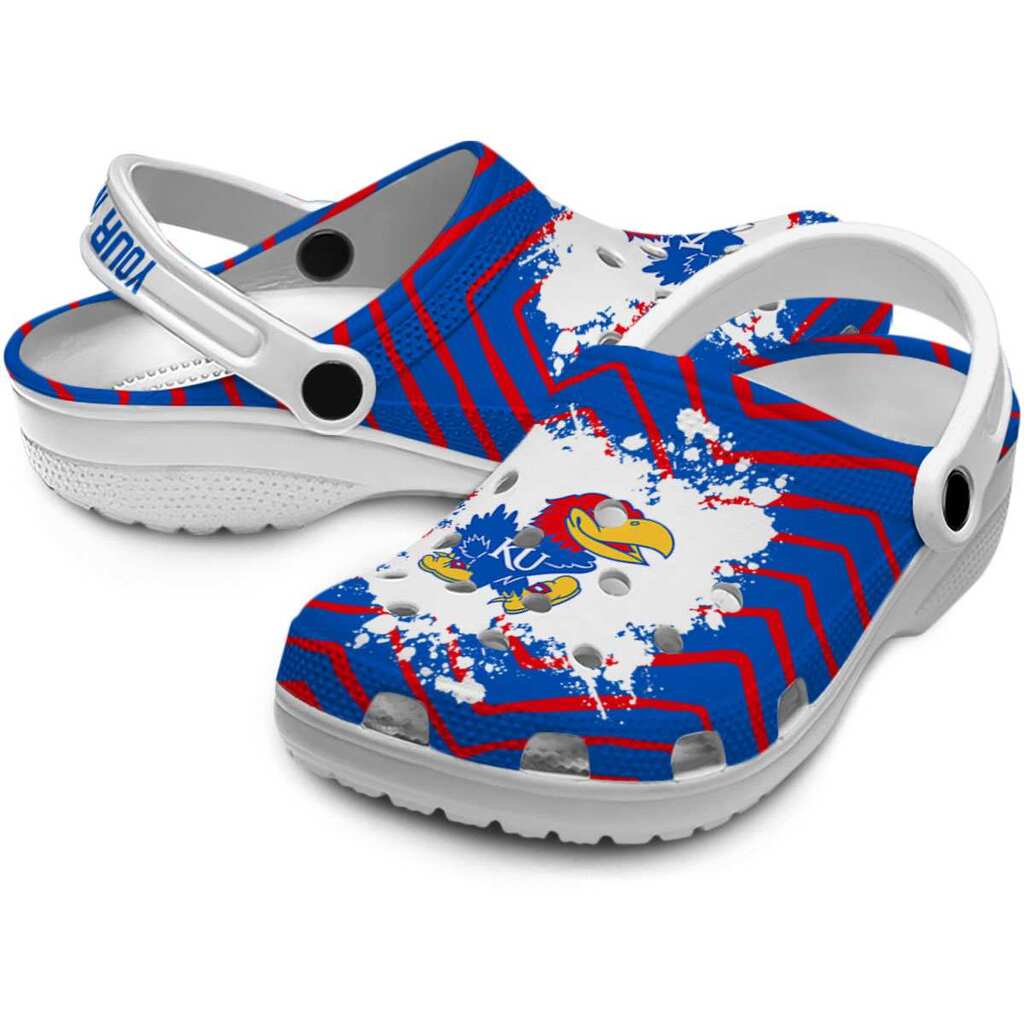 Personalized Kansas Jayhawks Zigzag Paint Burst ClogTVC1801180 - Image 3