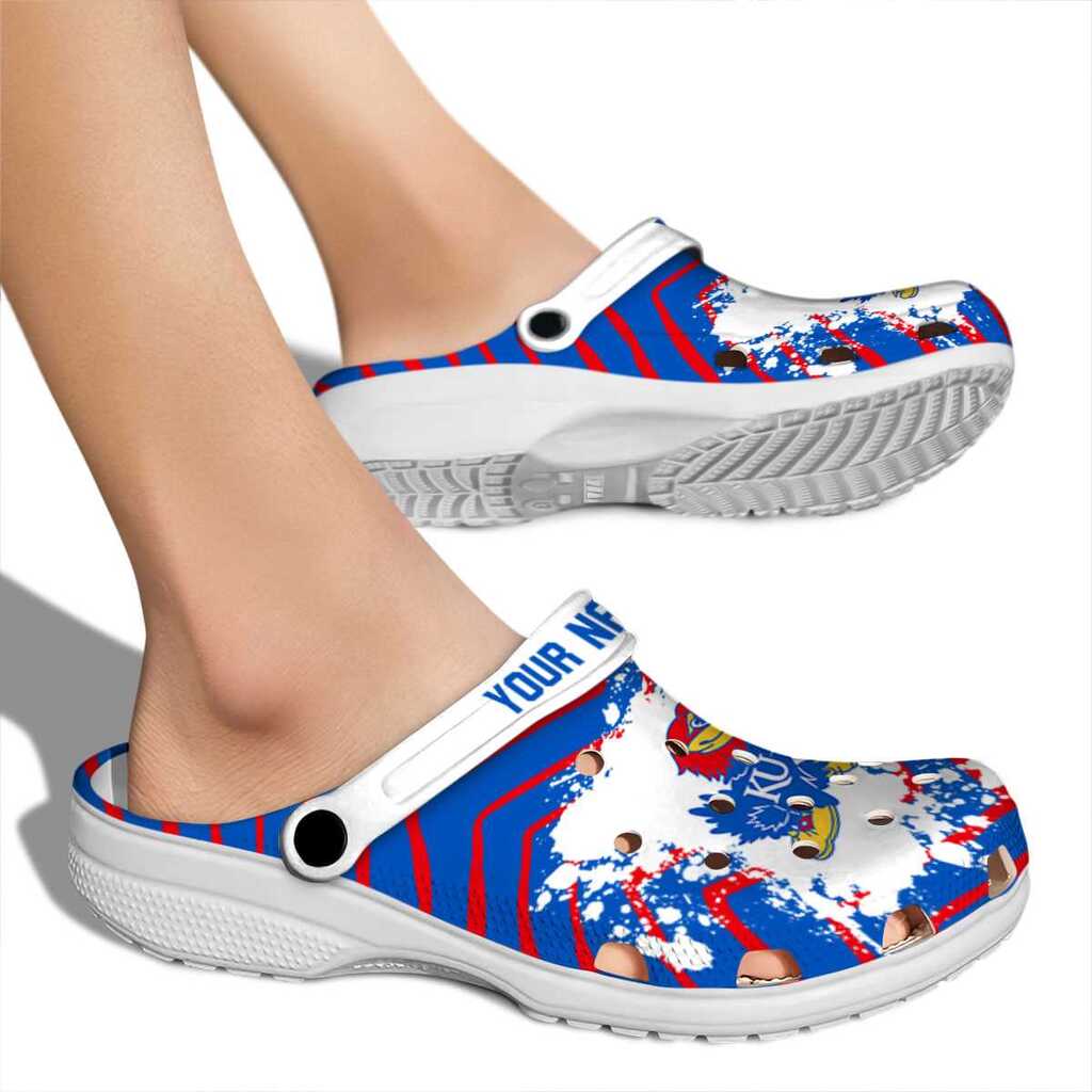 Personalized Kansas Jayhawks Zigzag Paint Burst ClogTVC1801180 - Image 2