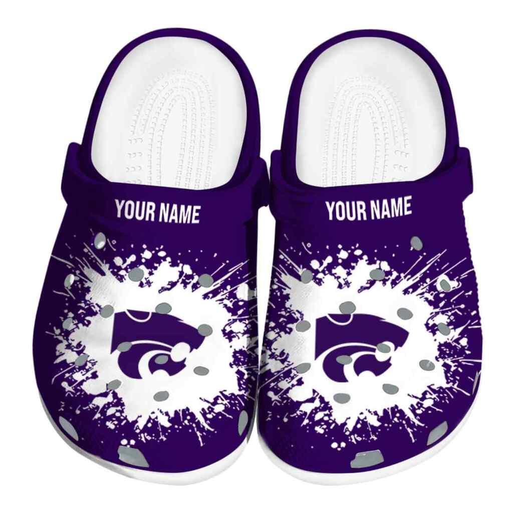 Personalized Kansas State Wildcats Splatter Background ClogTVC1801710
