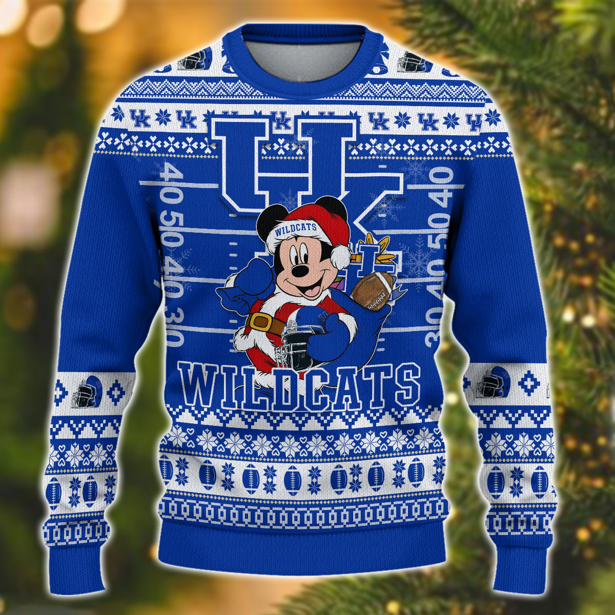 Personalized Kentucky Wildcats Mickey Ugly Christmas Sweater Adult 3D Funny Matching for family - Image 2