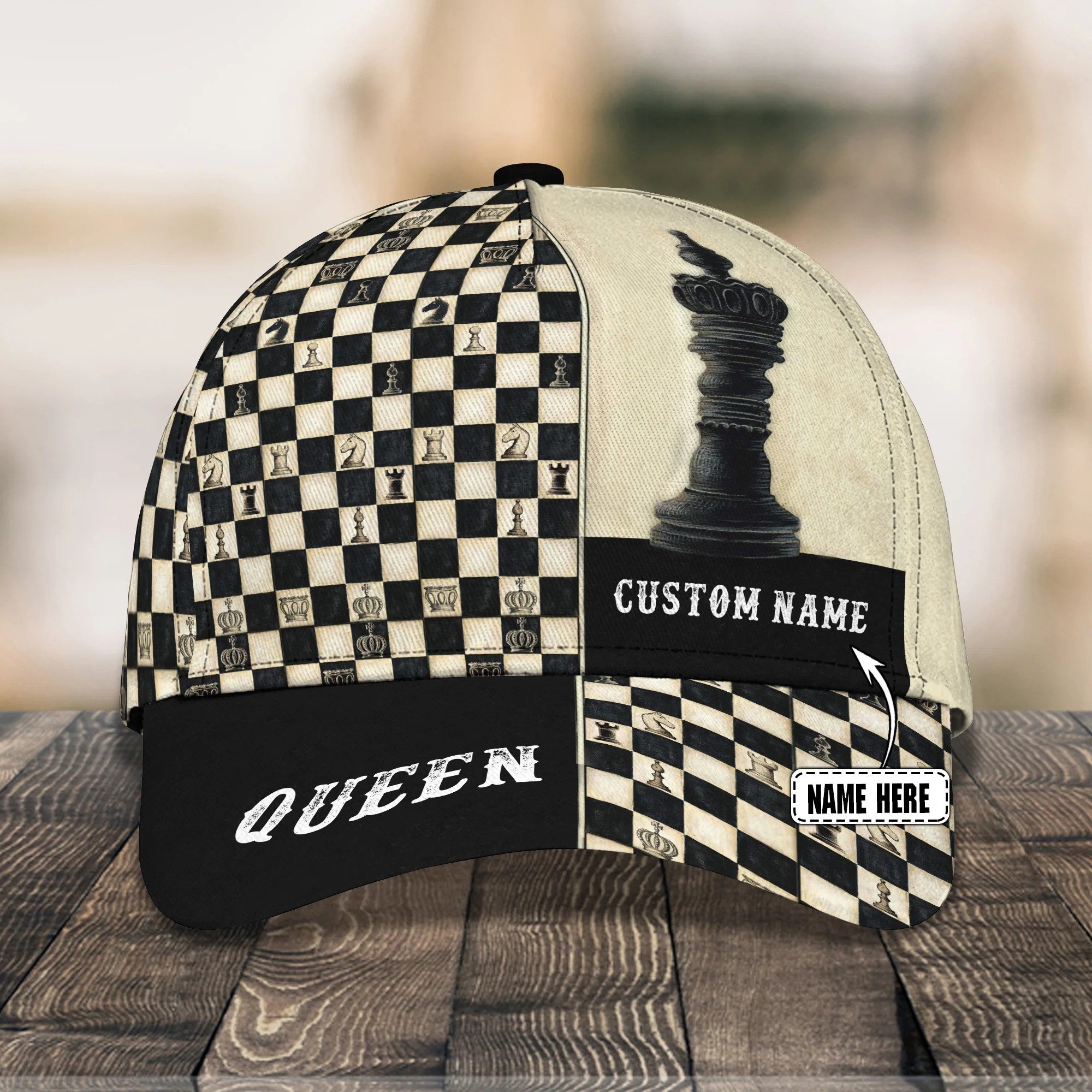 Personalized King of Chess Cap, Luxury Queen Cap, Custom Name Classic Hat, Gift for Chess Player Trucker Hats Custom Hats Gifts For Men & Women