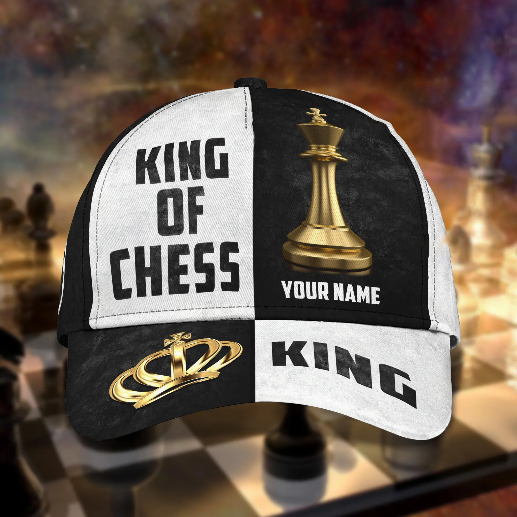 Personalized King of Chess Cap, Luxury Queen Cap, Custom Name Classic Hat, Gift for Chess Player Trucker Hats Custom Hats Gifts For Men & Women