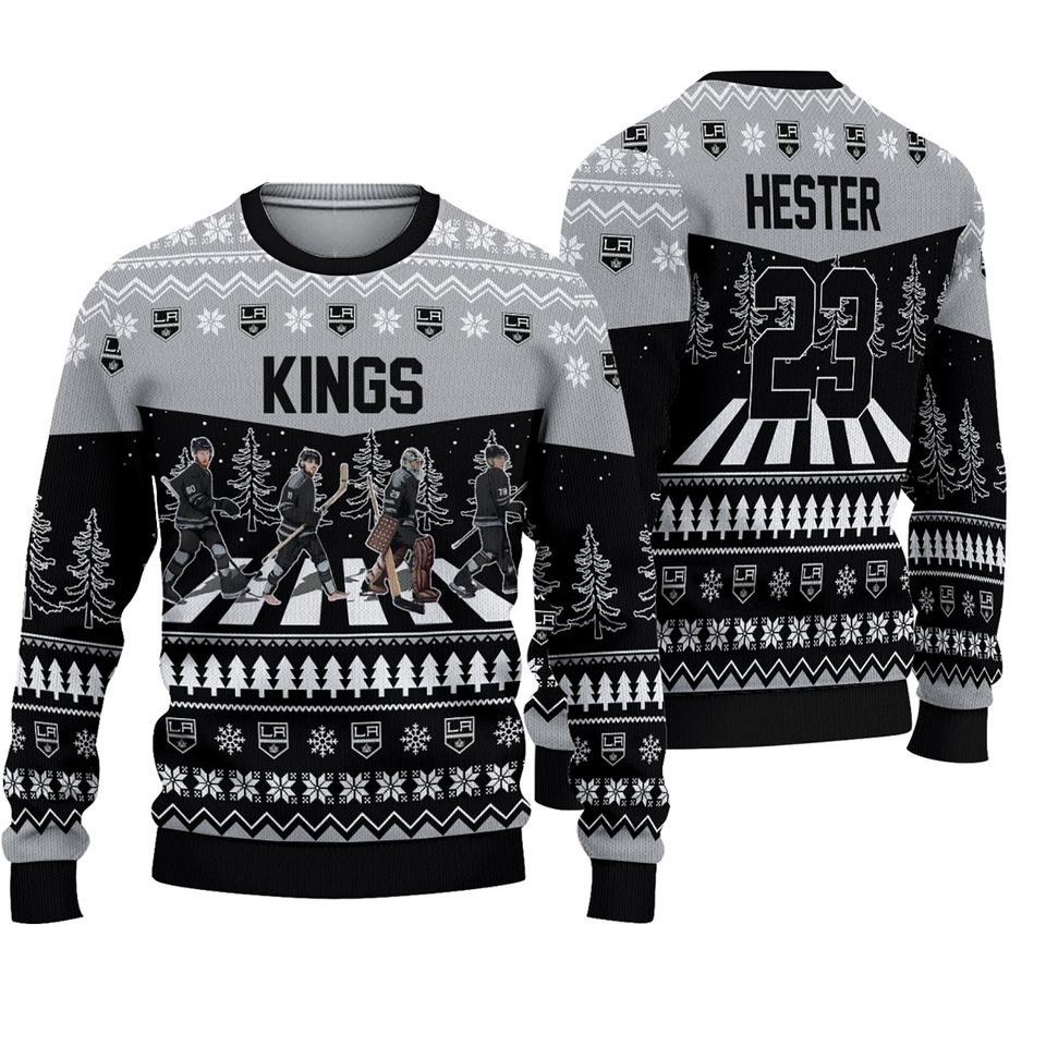 Personalized Kings Walking Abbey Road Ice Hockey Christmas Ugly Sweater