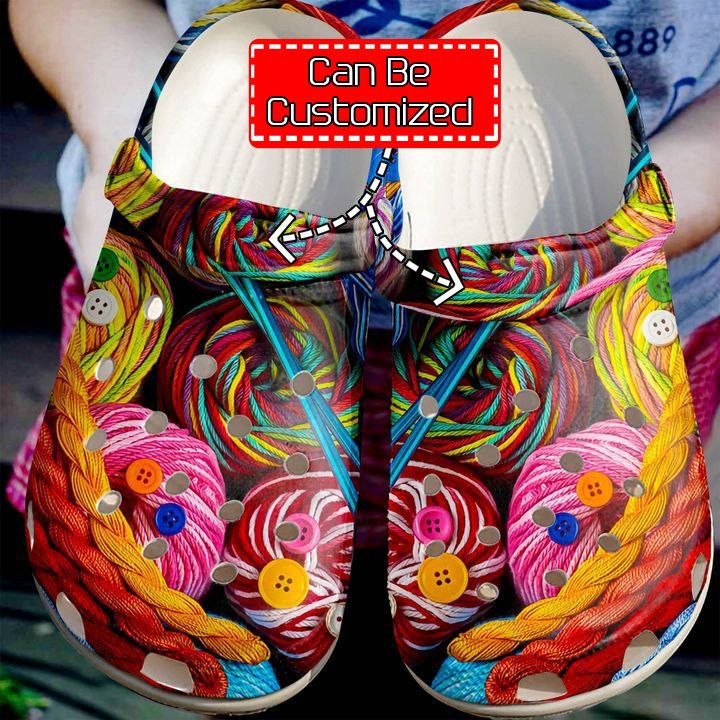 Personalized Knitting Colorful Yarn clog Shoes Knitting