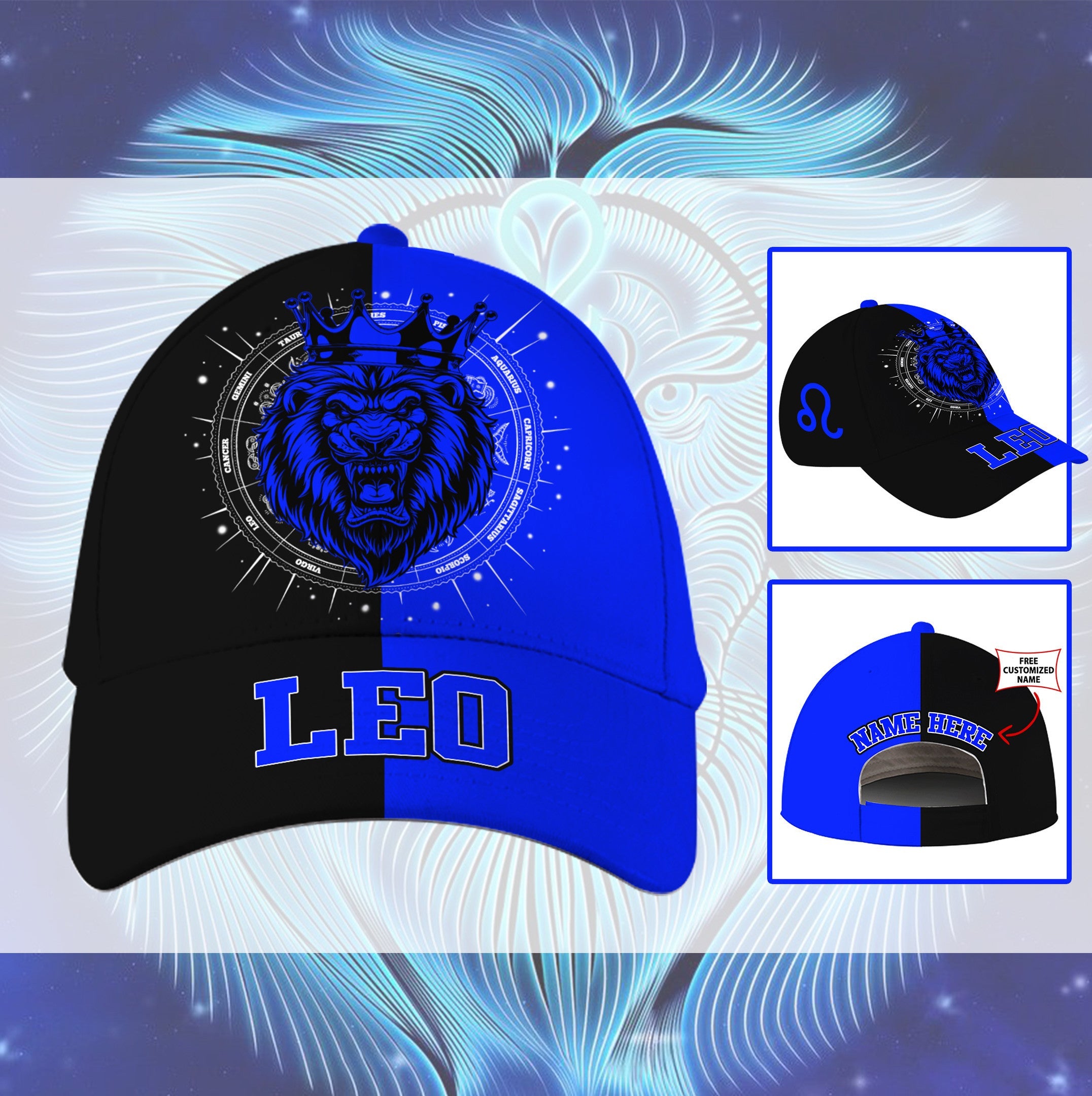 Personalized Leo Blue Zodiac Hat Classic Cap Trucker Hats Custom Hats Gifts For Men & Women