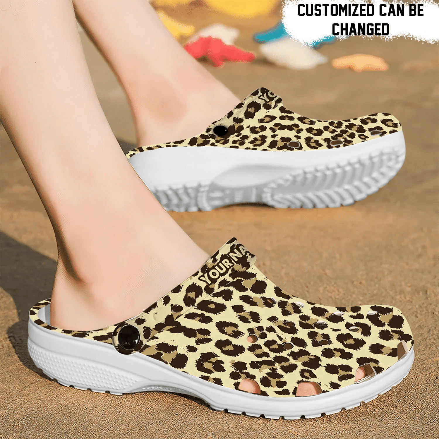Personalized Leopard Animal Print Fur Pattern clog Shoes