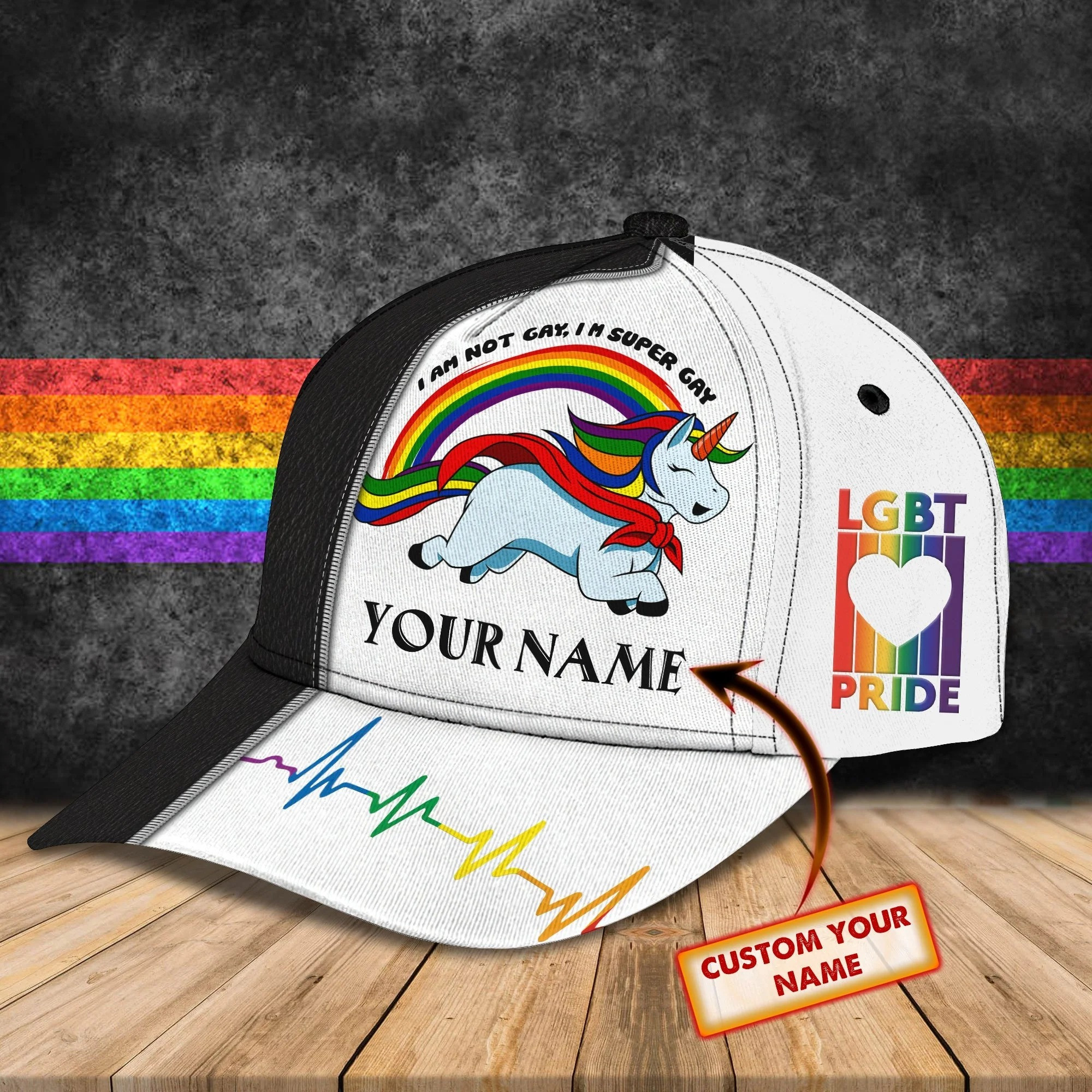 Personalized LGBT 3D Baseball Cap, LGBT Bride Hat, Custom Name Cap, 3D All Over Printed Hat for LGBT Lovers Trucker Hats Custom Hats Gifts For Men & Women