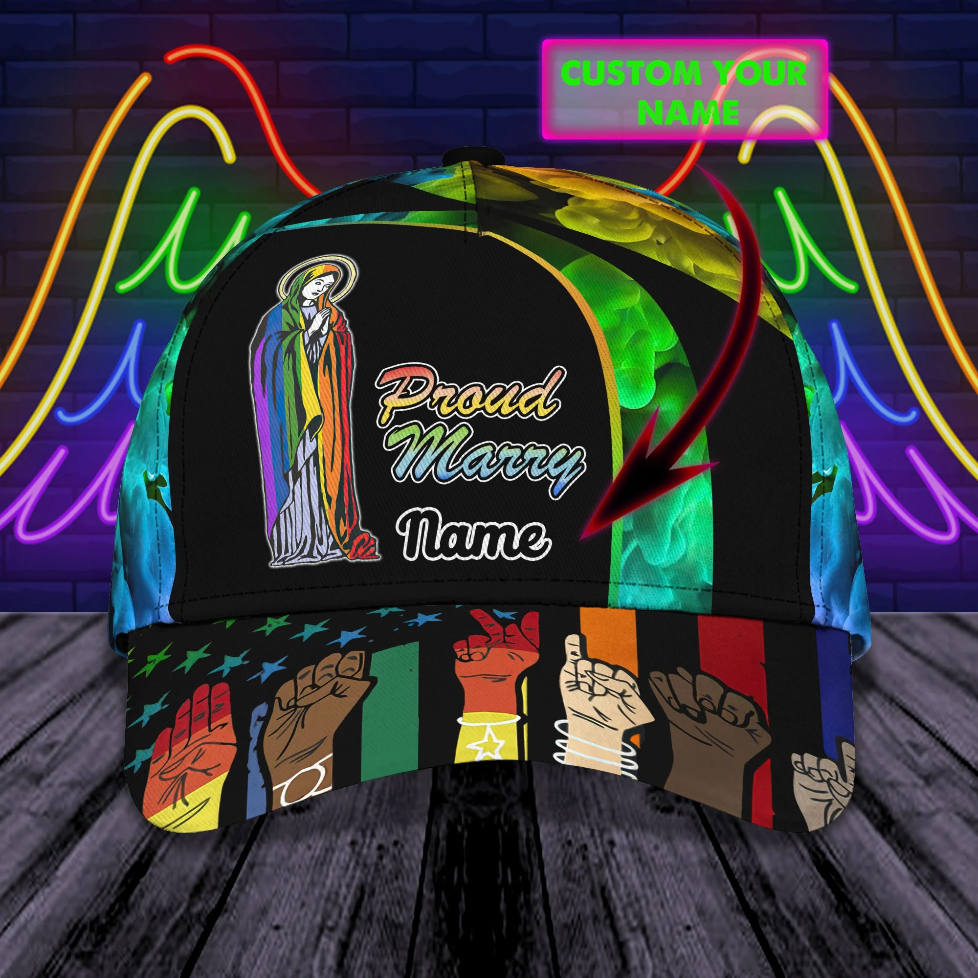 Personalized LGBT 3D Baseball Cap, LGBT Bride Hat, Custom Name Cap, 3D All Over Printed Hat for LGBT Lovers Trucker Hats Custom Hats Gifts For Men & Women