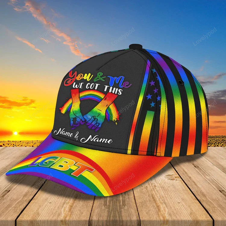 Personalized LGBT Couple Cap for LGBT Pride Month 3D Classic Cap, Gift for Him and Her Trucker Hats Custom Hats Gifts For Men & Women