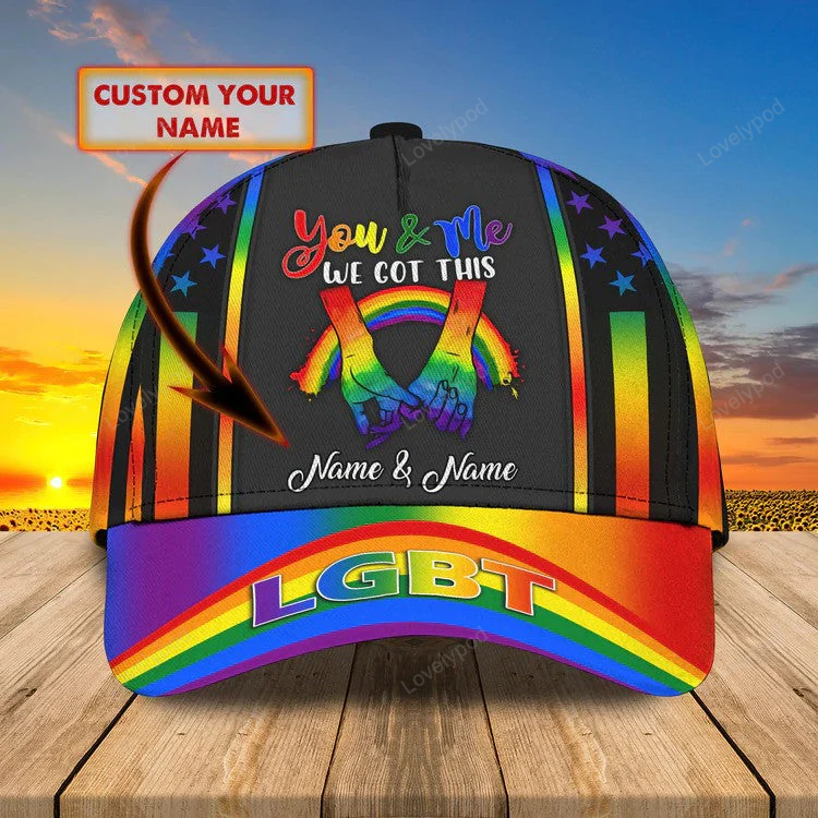 Personalized LGBT Couple Cap for LGBT Pride Month 3D Classic Cap, Gift for Him and Her Trucker Hats Custom Hats Gifts For Men & Women