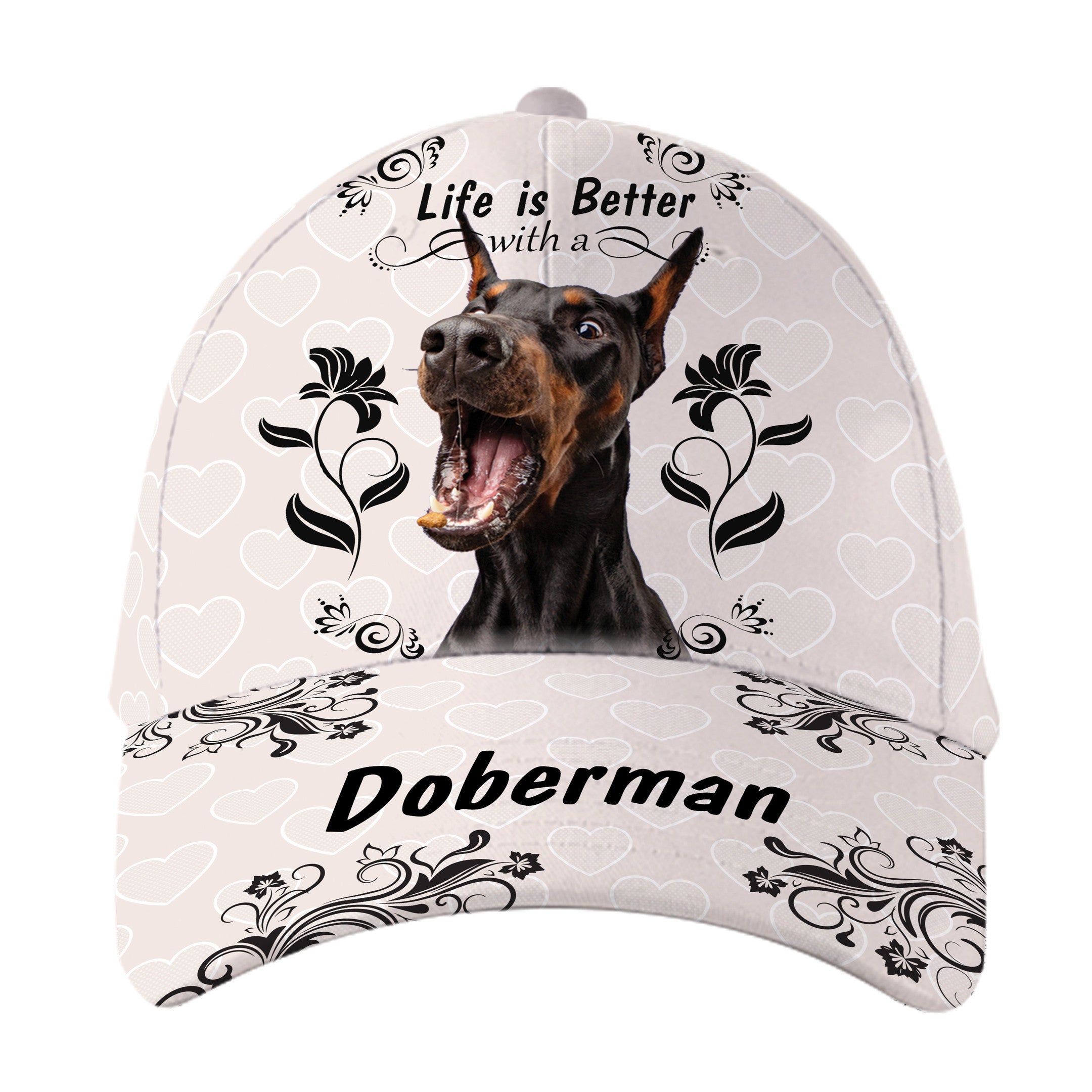 Personalized Life Is Better With Doberman Dog Hat Classic Cap Trucker Hats Custom Hats Gifts For Men & Women