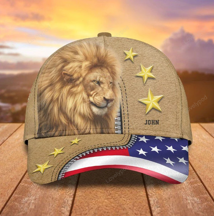 Personalized Lion King Baseball Cap for Man, Lion Hat for Son Lion Lovers Trucker Hats Custom Hats Gifts For Men & Women