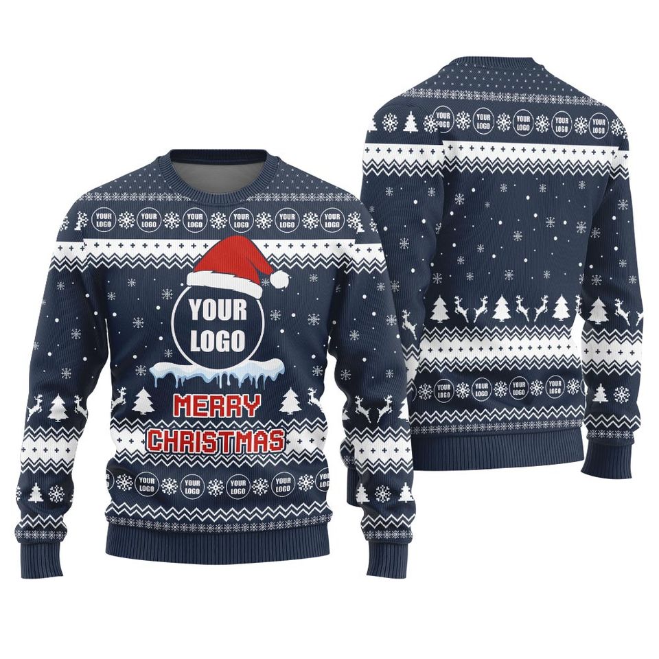 Personalized Logo Merry Christmas Sweater For Teams, Holiday Sweaters
