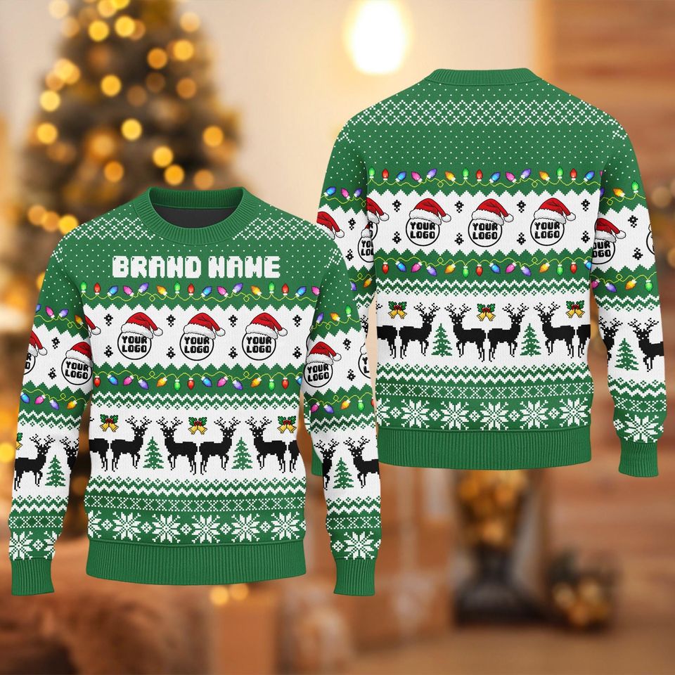 Personalized Logo Ugly Christmas Sweater, Custom Logo Team Sweatshirt