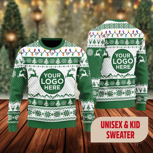 Personalized Logo Ugly Christmas Sweater, Custom Logo Team Sweatshirt, Business Logo Ugly Sweater, - Image 6