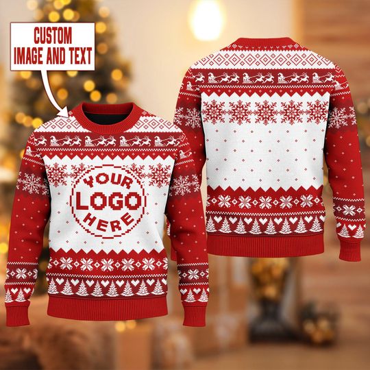 Personalized Logo Ugly Christmas Sweater, Custom Your Logo Sweatshirt, Custom Photo Ugly Sweater - Image 13
